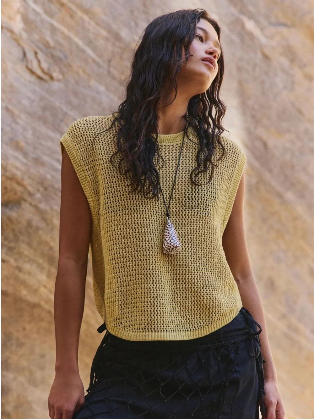Free People Connor Muscle Tee open weave top